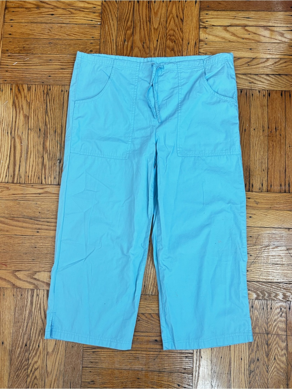 Light Blue Drawstring Capri Pants